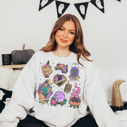 Witches Retro Tattoo Sweatshirt or T Shirt