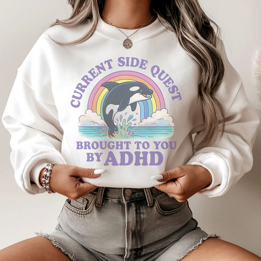 ADHD Side Quest Retro T Shirt or Sweatshirt