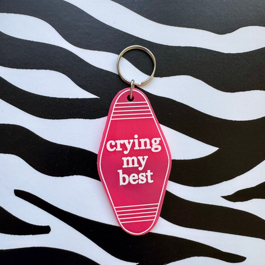 Crying My Best Motel Keychain