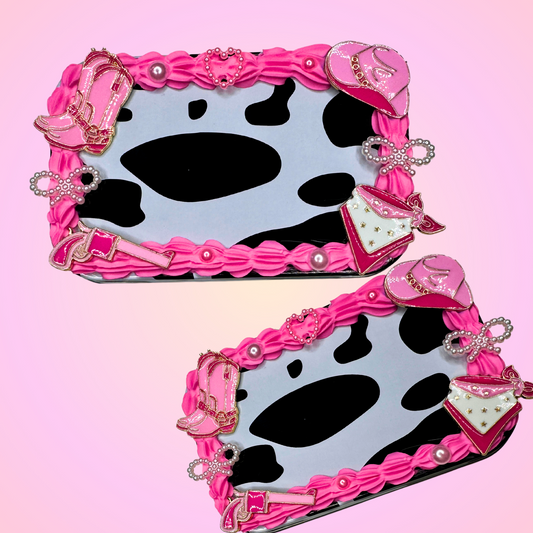 Pink Cowgirl Cookie Fake Cake Tin Container Box