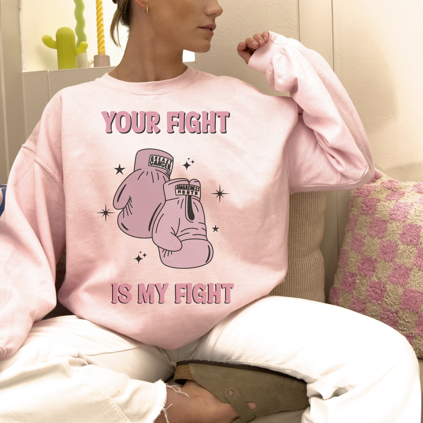 Your Fight Is My Fight Breast Cancer Retro T Shirt / Sweatshirt