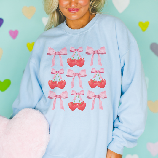 Heart Cherries and Bows Retro Sweatshirt