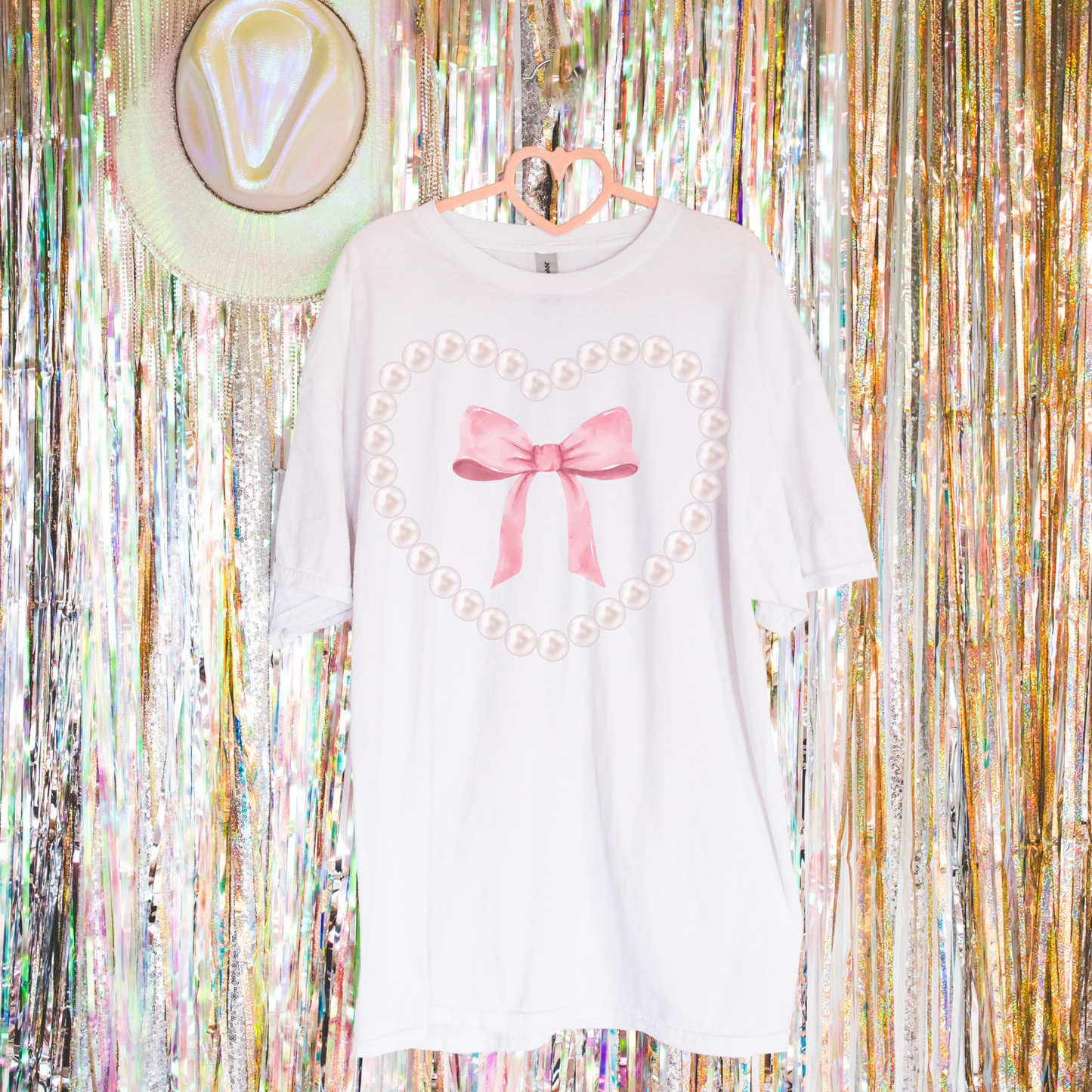 Pearl Heart Bow Retro T Shirt