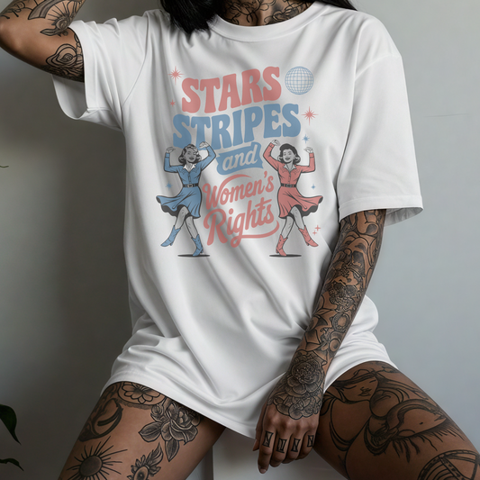 Stars, Stripes Women's Rights  Retro T Shirt or Sweatshirt