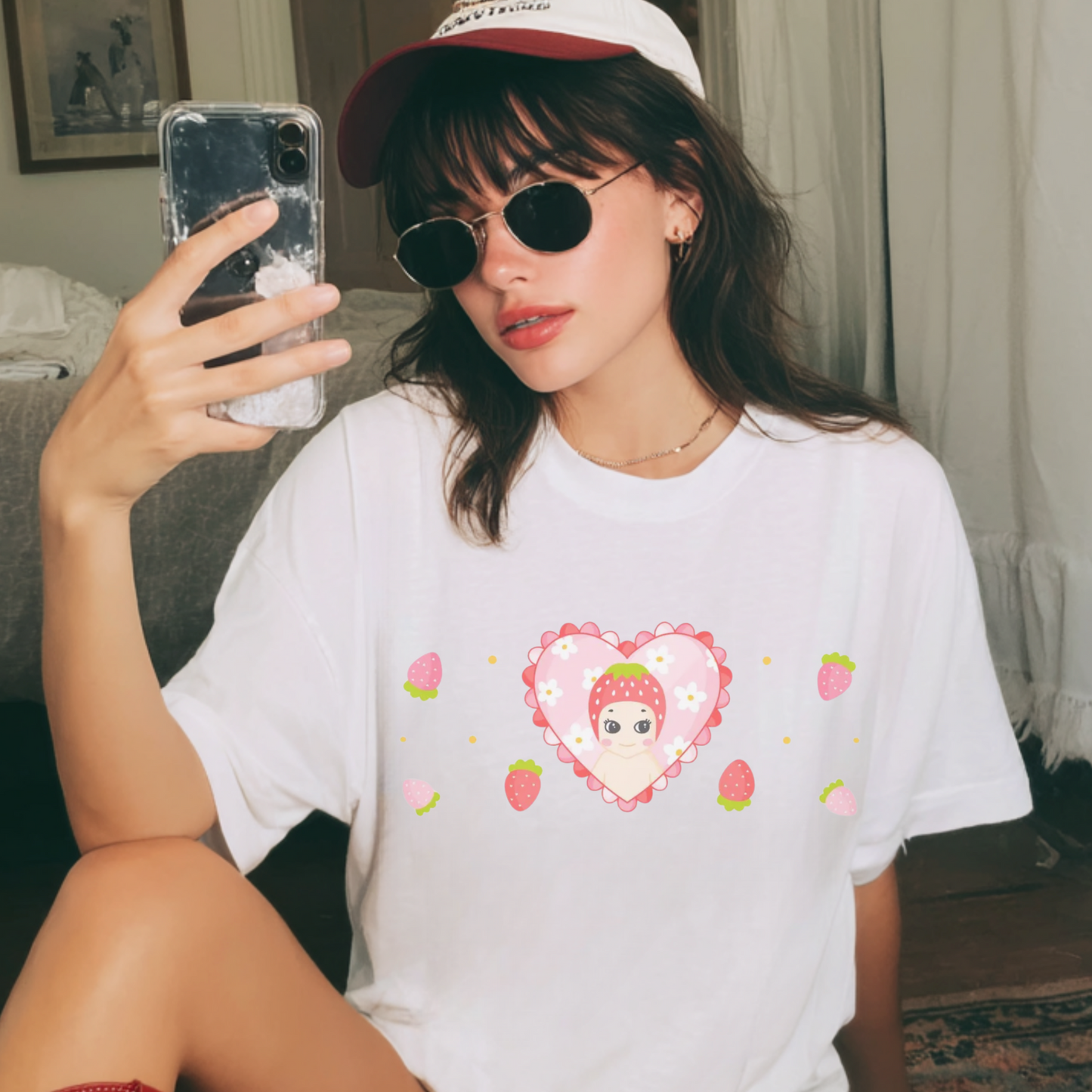 Strawberry Angel Retro T Shirt or Sweatshirt
