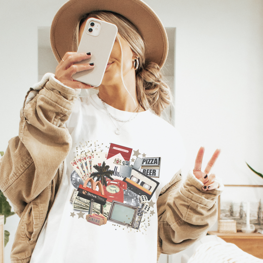 Vintage Retro Hippie Boho Collage Retro T Shirt or Sweatshirt