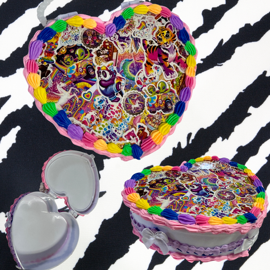 90s Sticker Fake Cake Heart Jewelry / Trinket Storage Box