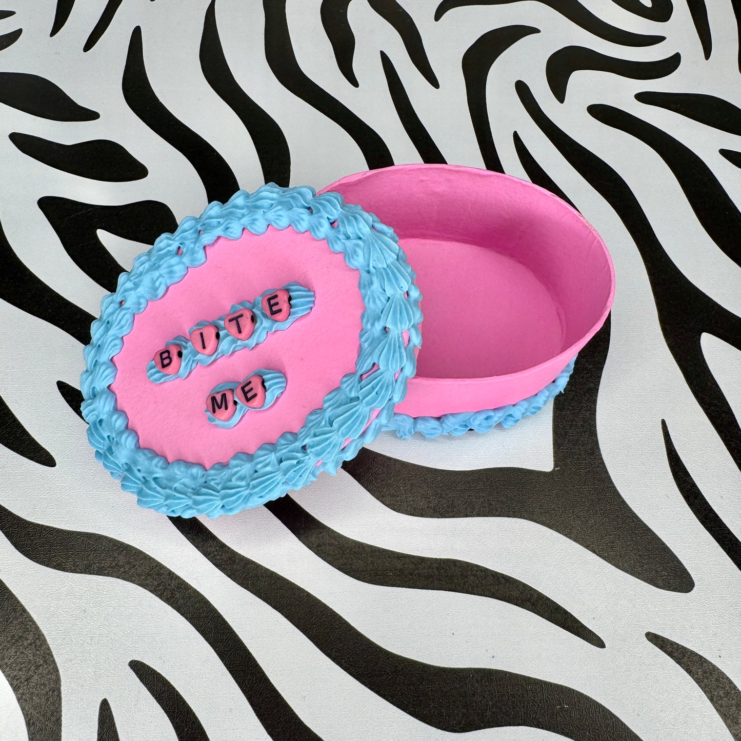 Bite Me Mini Fake Cake Heart Jewelry / Trinket Storage Box