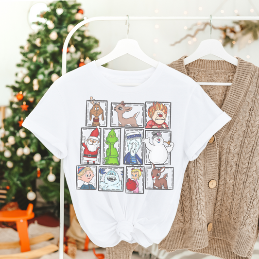 Gangs All Here Old School Christmas Characters Retro T Shirt