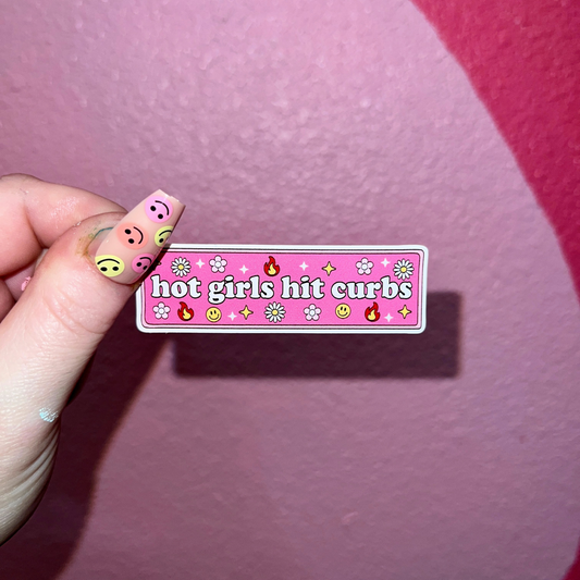 Hot Girls Hit Curbs Vinyl Water Bottle Sticker