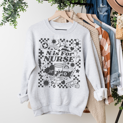 N Is For Nurse Retro T Shirt or Sweatshirt