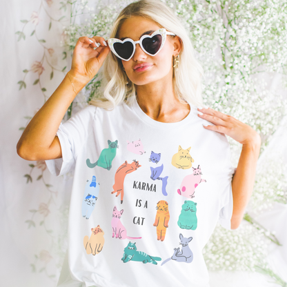 Karma Colorful Kitty Retro T Shirt