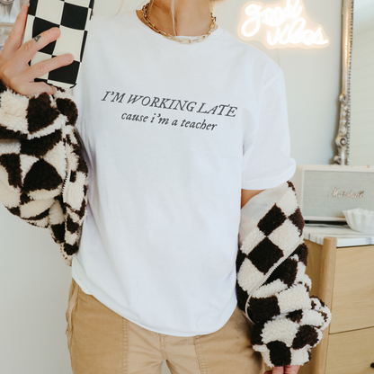 Working Late Teacher Retro T Shirt