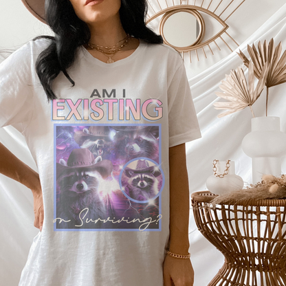 Am I Existing? Raccoon  Retro T Shirt