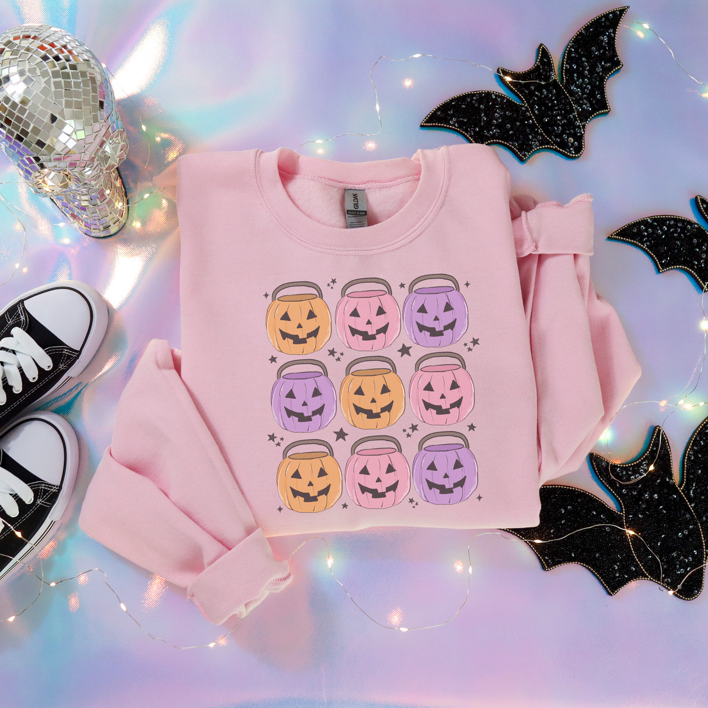 Spooky Pumpkin Buckets Retro Sweatshirt or T Shirt