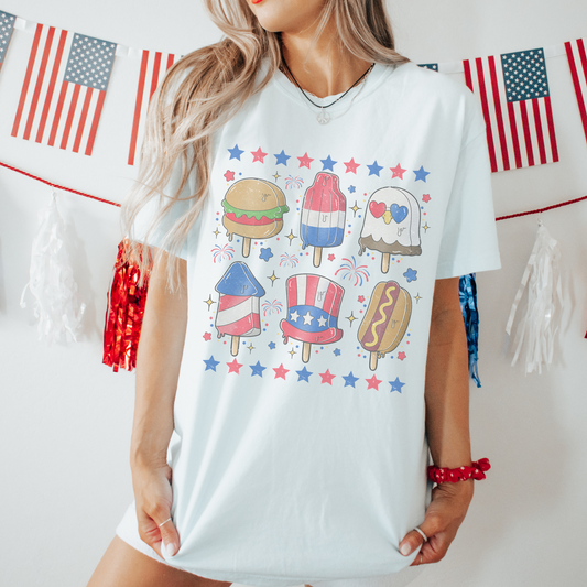 Fourth of July Popsicles Retro T Shirt