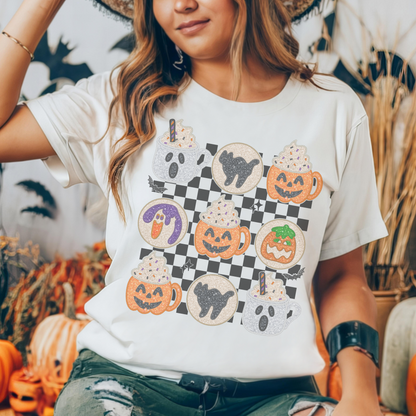 Halloween Checkered Cookie Retro T Shirt