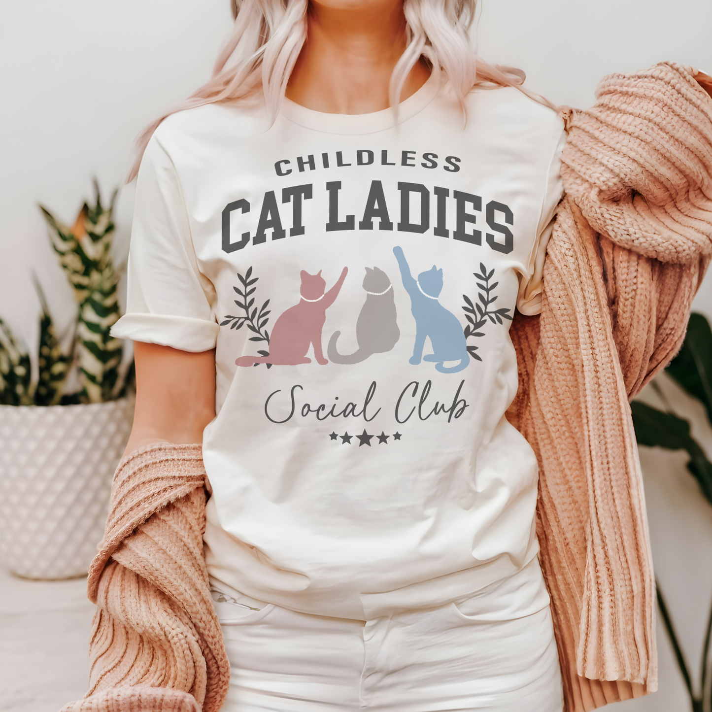 Childless Cat Lady Retro Sweatshirt or T Shirt