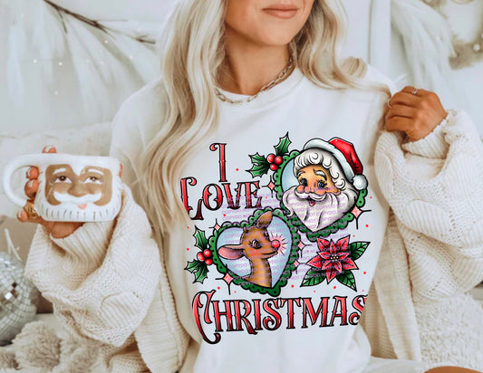 I Love Christmas Retro T Shirt