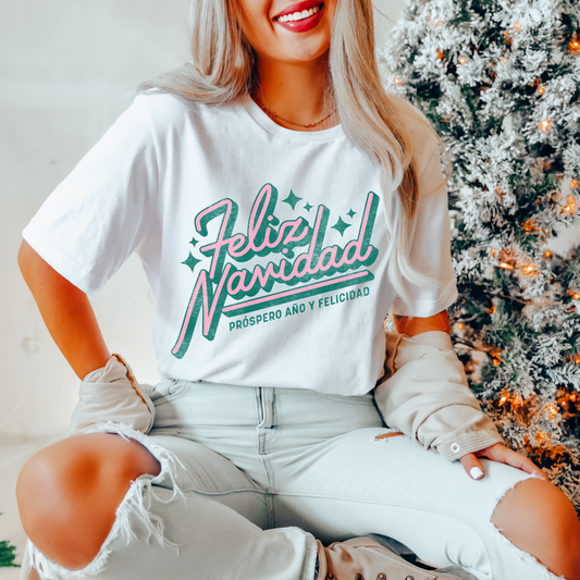 Retro Feliz Navidad T Shirt