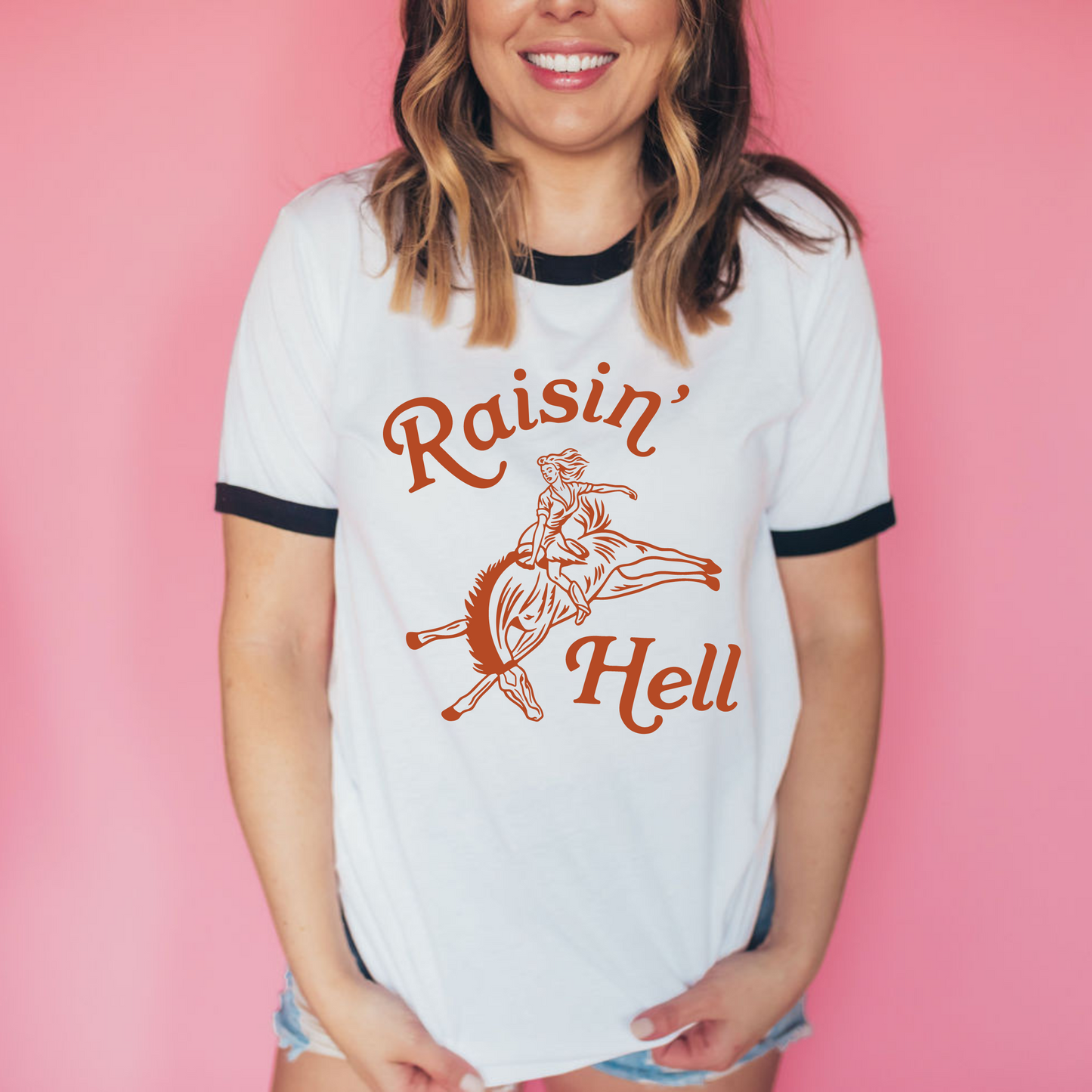 Raisin' Hell Retro Ringer T Shirt