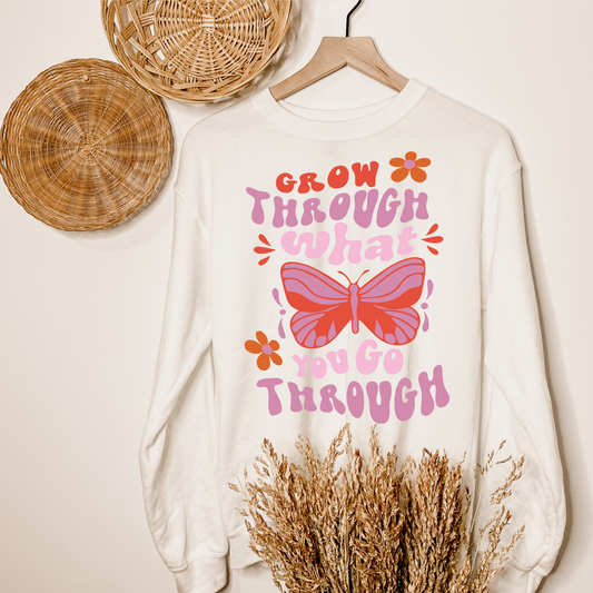 Grow Through What You Go Through Butterfly Retro Sweatshirt