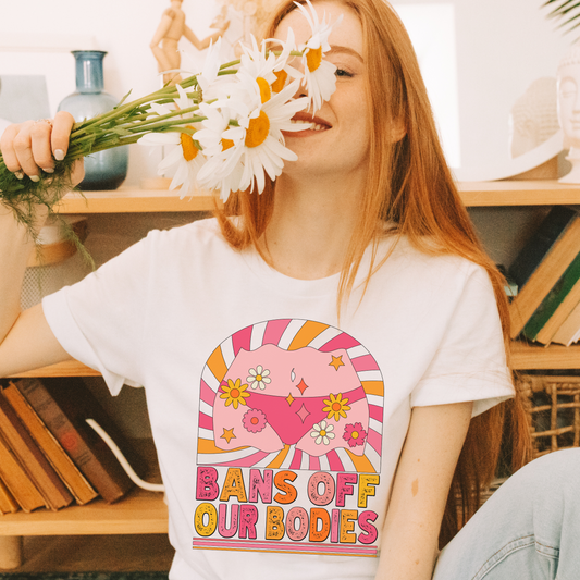 Bans Off Our Bodies Pink Retro T Shirt