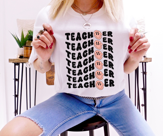 Happy Teacher Retro T Shirt