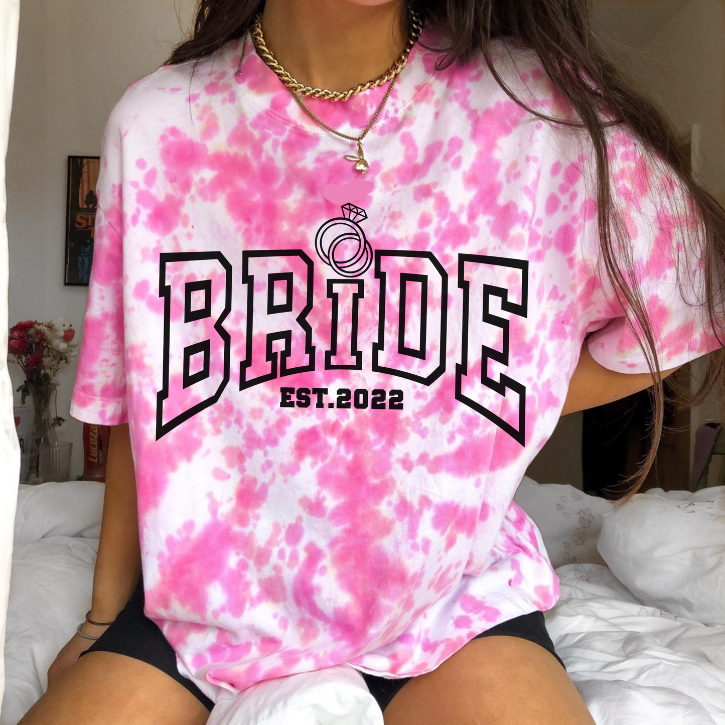 Bride Pink Tie Dye T Shirt