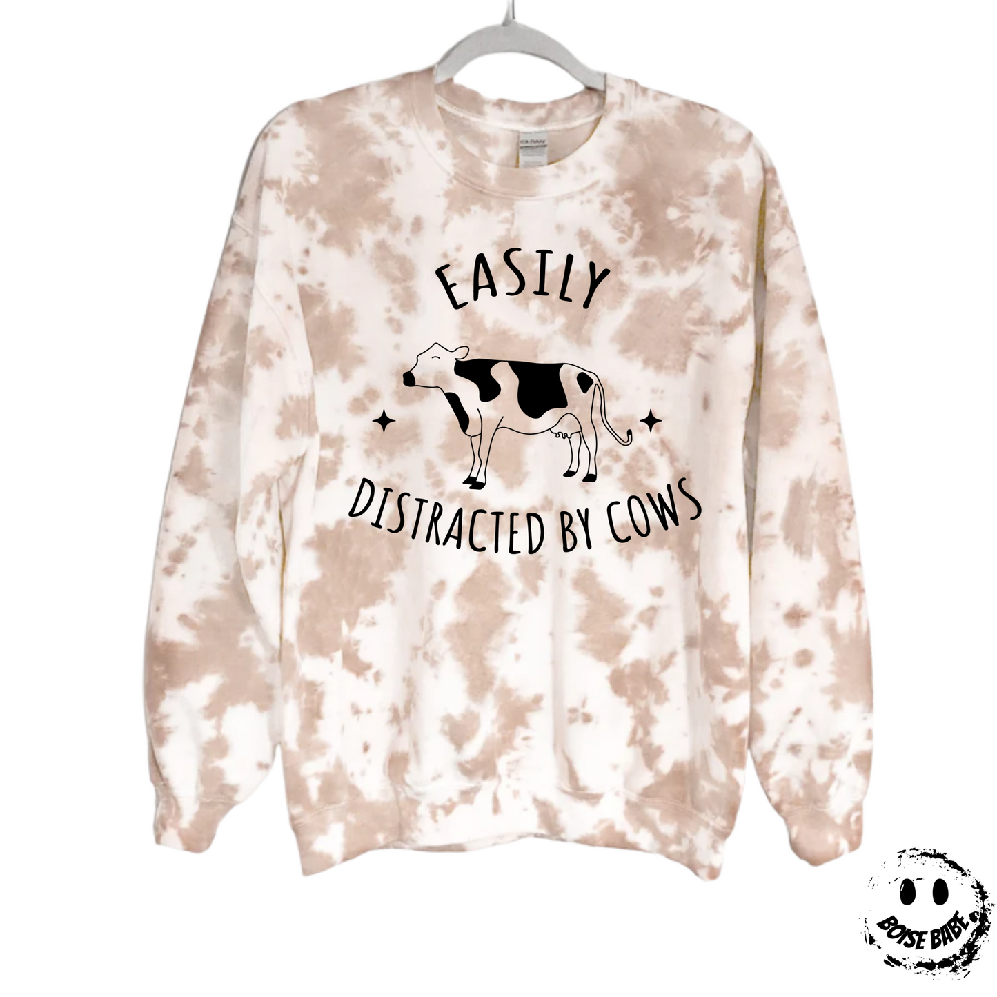 Easily Distracted by Cows Tie Dye Sweatshirt