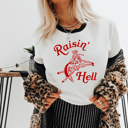 Raisin' Hell Retro Ringer T Shirt