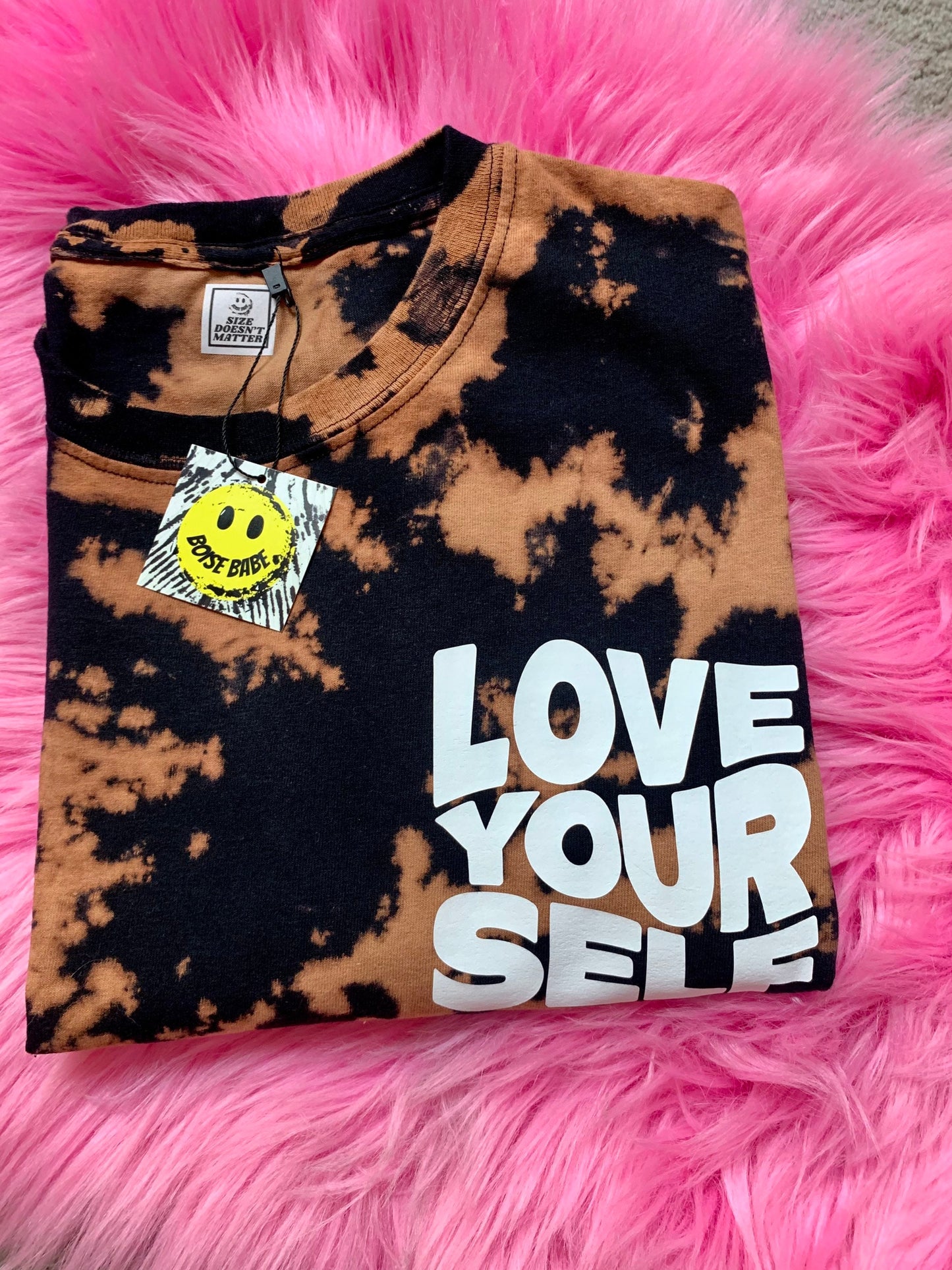 Love Yourself Reverse Bleach Tie Dye  T Shirt