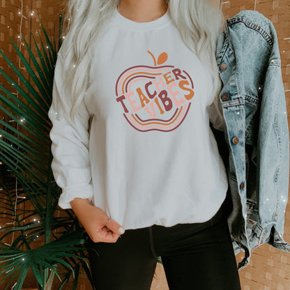 Retro Teacher Vibes Vintage Style Sweatshirt