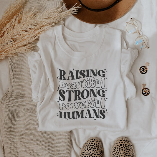 Raising Strong Humans Retro Mom T Shirt