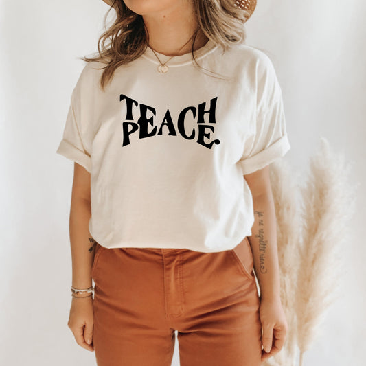 Teach Peace Retro Teacher Shirt