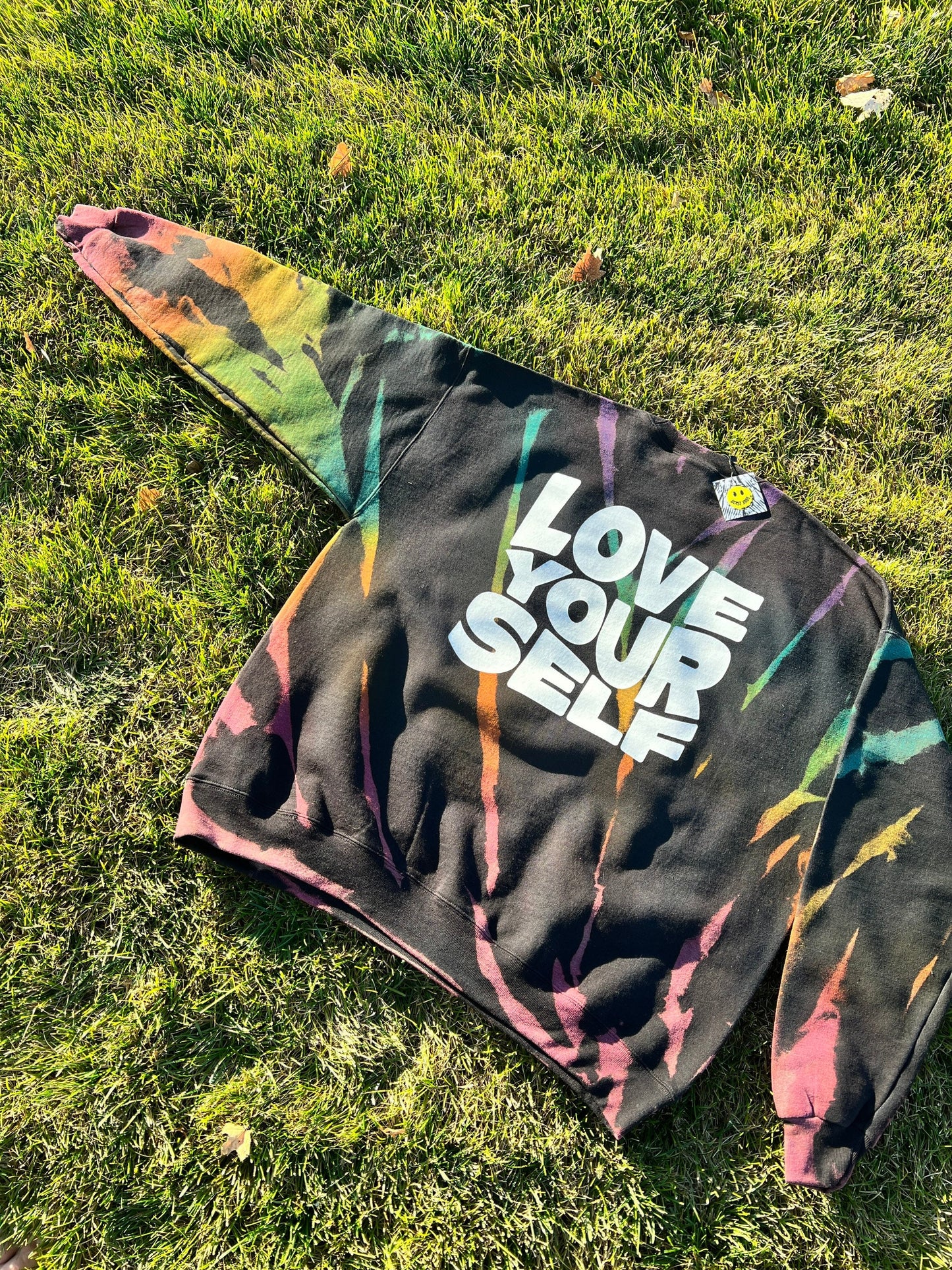 Love Yourself Rainbow Reverse Tie Dye Sweatshirt