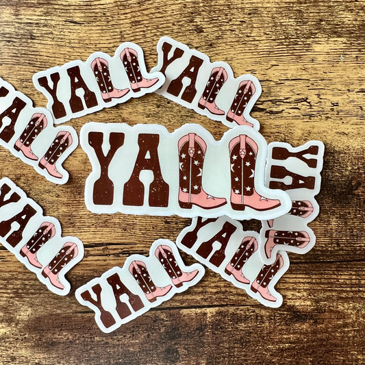 Y’all Cowgirl Boots Vinyl Sticker