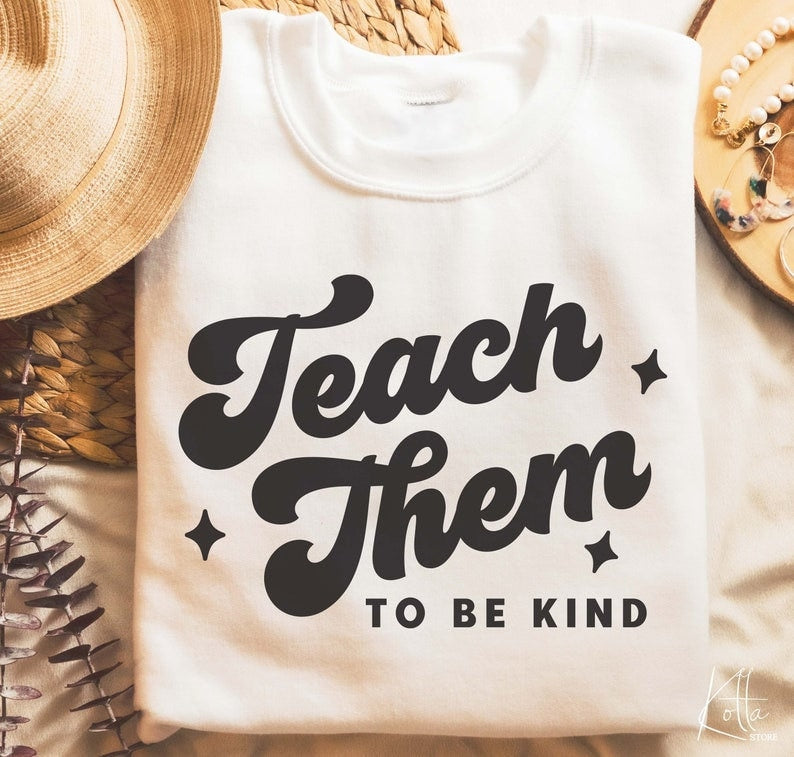 Teach Them to Be Kind Retro Teacher Shirt