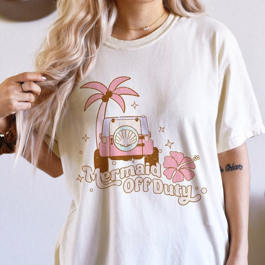 Mermaid Off Duty Retro Pink T Shirt