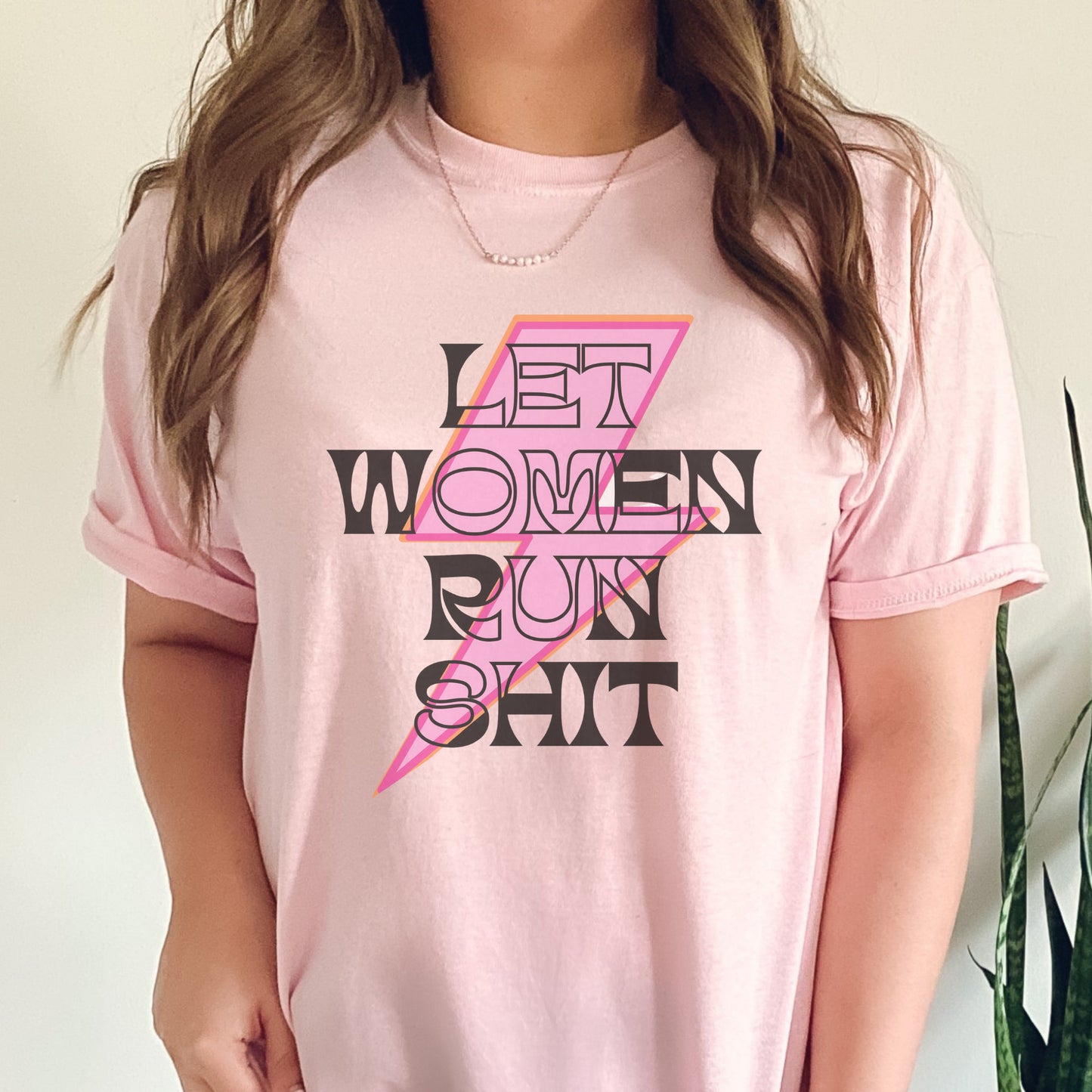 Let Women Run Retro Pink Lightening Bolt