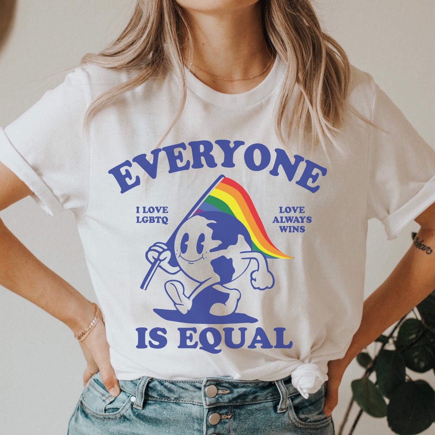 Everyone is Equal Retro Pride T Shirt