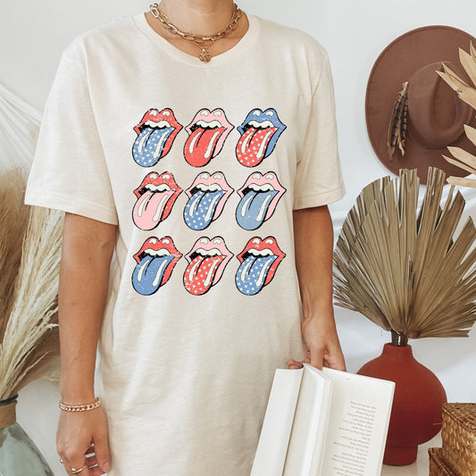 USA Lips Retro T Shirt