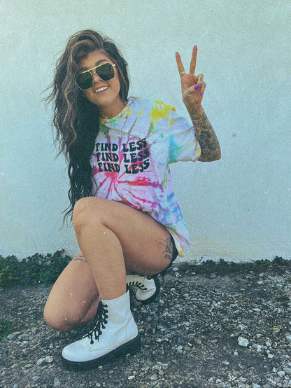 Go Find Less Rainbow Tie dye T Shirt