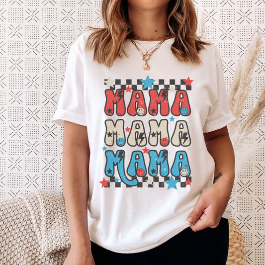 Red, White & Blue Retro Mama T Shirt