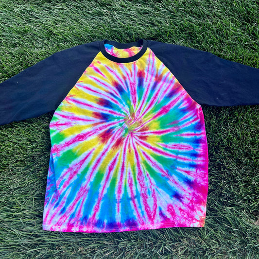 Pink Rainbow Tie Dye Baseball Ringer Tee