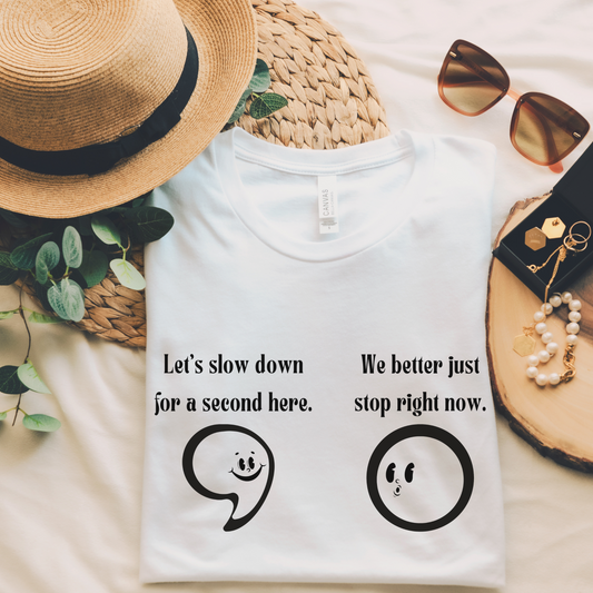 Period and Comma Punny Teacher T Shirt