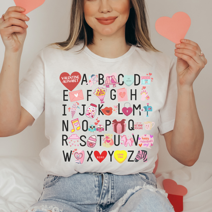 Valentine Teacher Alphabet Retro T Shirt