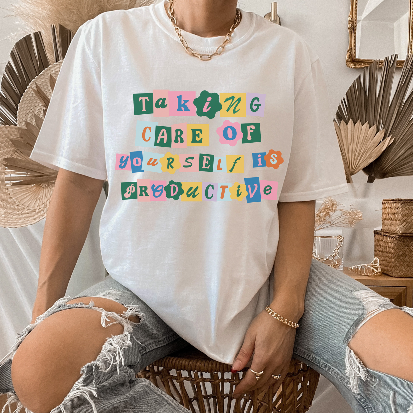 Taking Care of Yourself is Productive Retro T Shirt