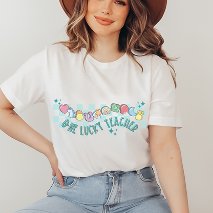 One Lucky Teacher Retro T Shirt